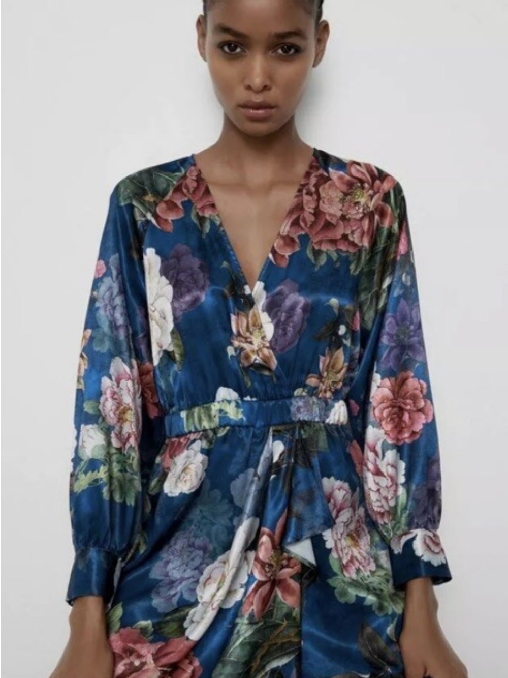 Zara Purple Floral Satin Dress size S